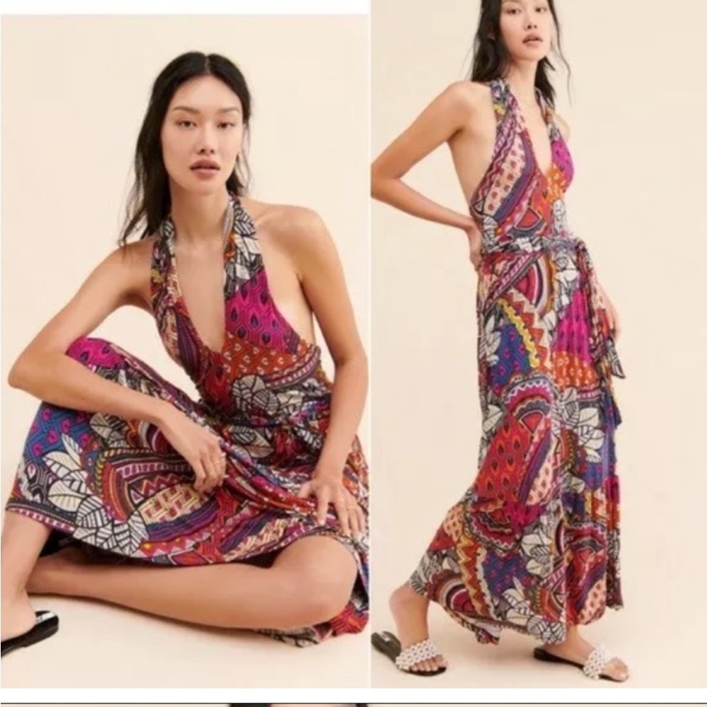 NWT Maeve Anthropologie Cynthia Printed Halter Dress Small